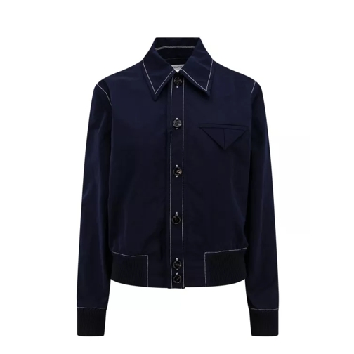 Bottega Veneta Nylon Jacket With Contrasting Stitching Blue 