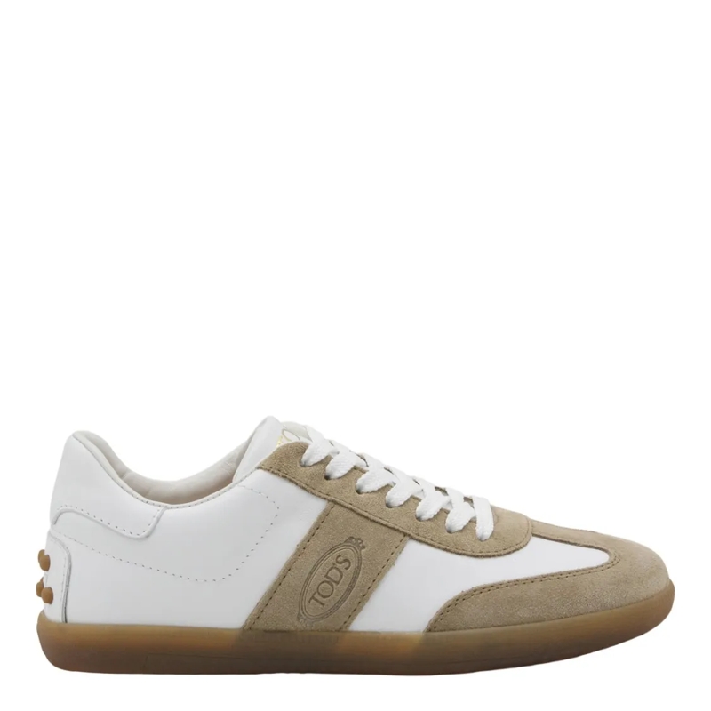 Tod's Low-Top-Sneaker White Leather And Beige Suede Sneakers White