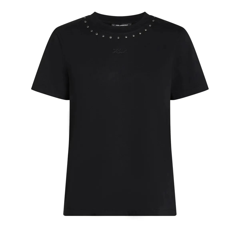 Karl Lagerfeld T-Shirt Signature T-Shirt mit Nieten schwarz