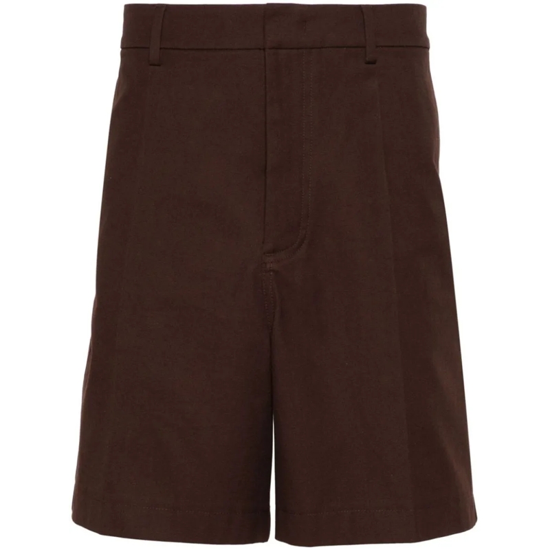 Valentino Garavani Casual Shorts Chocolate Brown Cotton Blend Shorts Black