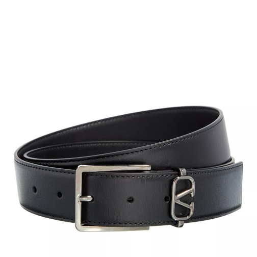 Valentino Garavani V Logo Mini Signature Belt Black Leather Belt