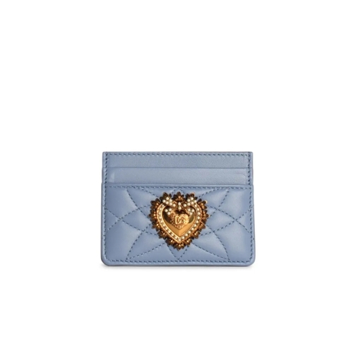 Dolce&Gabbana Devotion' Light Blue Leather Card Holder Blue Plånbok