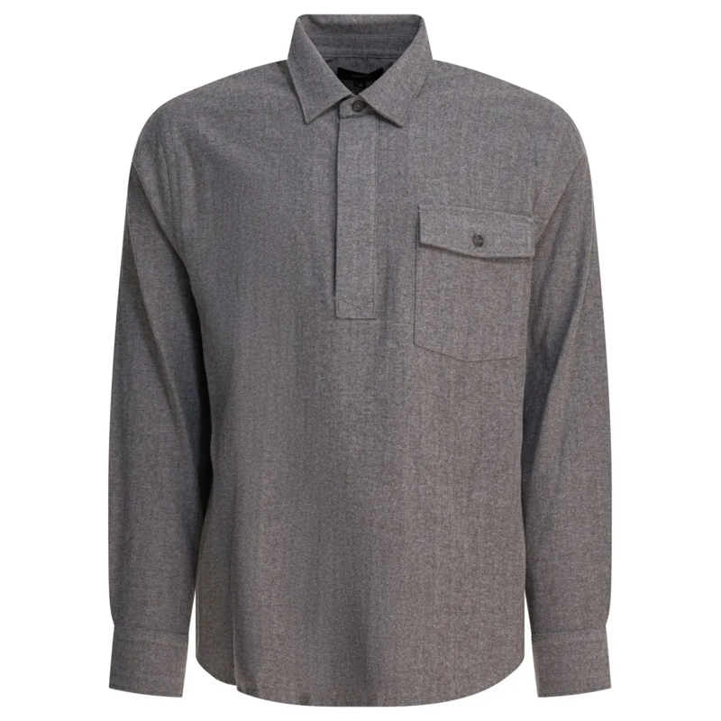 Vince Hemd Herringbone Shirt Grey