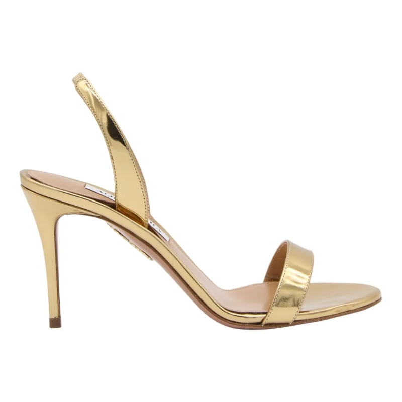 Aquazzura Sandalen Gold Metallic Minimalist Stiletto Sandals With Ank Neutrals