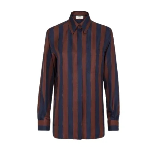 Fendi Shirts All Over Pequin Silk Shirt Multicolor