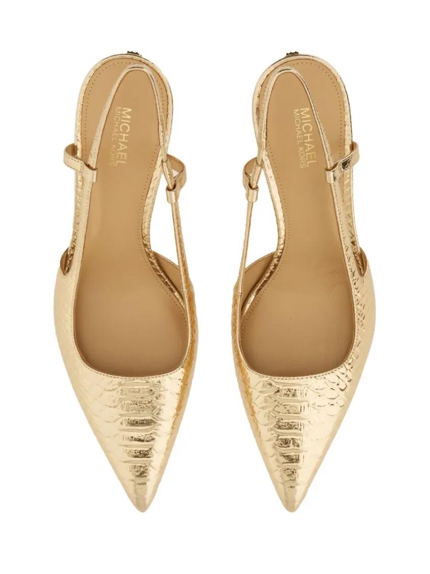 Thumbnail - Michael Kors Hohe Schuhe - Textured Gold Slingback Pumps With Pointed Toe - Gr. 8 - in Gold - für Damen