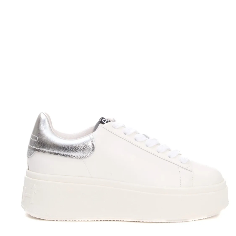 Ash Sneaker basse White Leather Sneakers With Metallic Silver Accent White