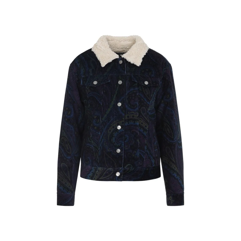Etro Overgangsjas Dark Blue Corduroy Jacket Blue
