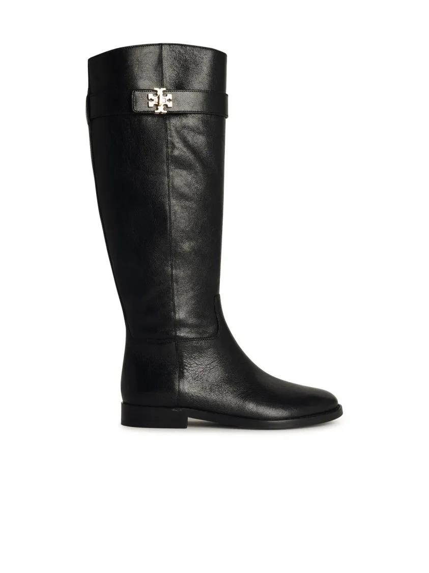 Tory Burch Stiefel - Lock Ridin%27 Black Leather Boots - Gr. 10 - in Schwarz - für Damen