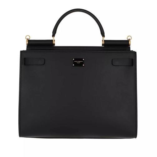 Dolce&Gabbana Sicily 62 Tote Leather Black Rymlig shoppingväska