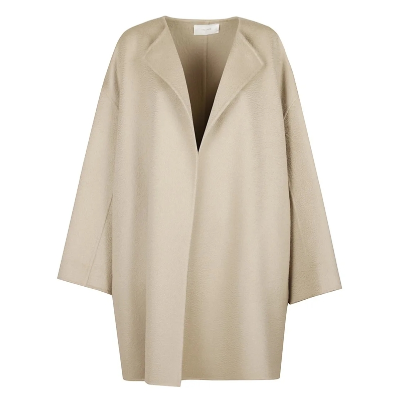 The Row Winterjas Oversized Textured Coat With Open Front And Lapel  Neutrals