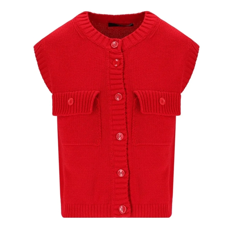 Max Mara Pull Caprara Red Knitted Vest Red