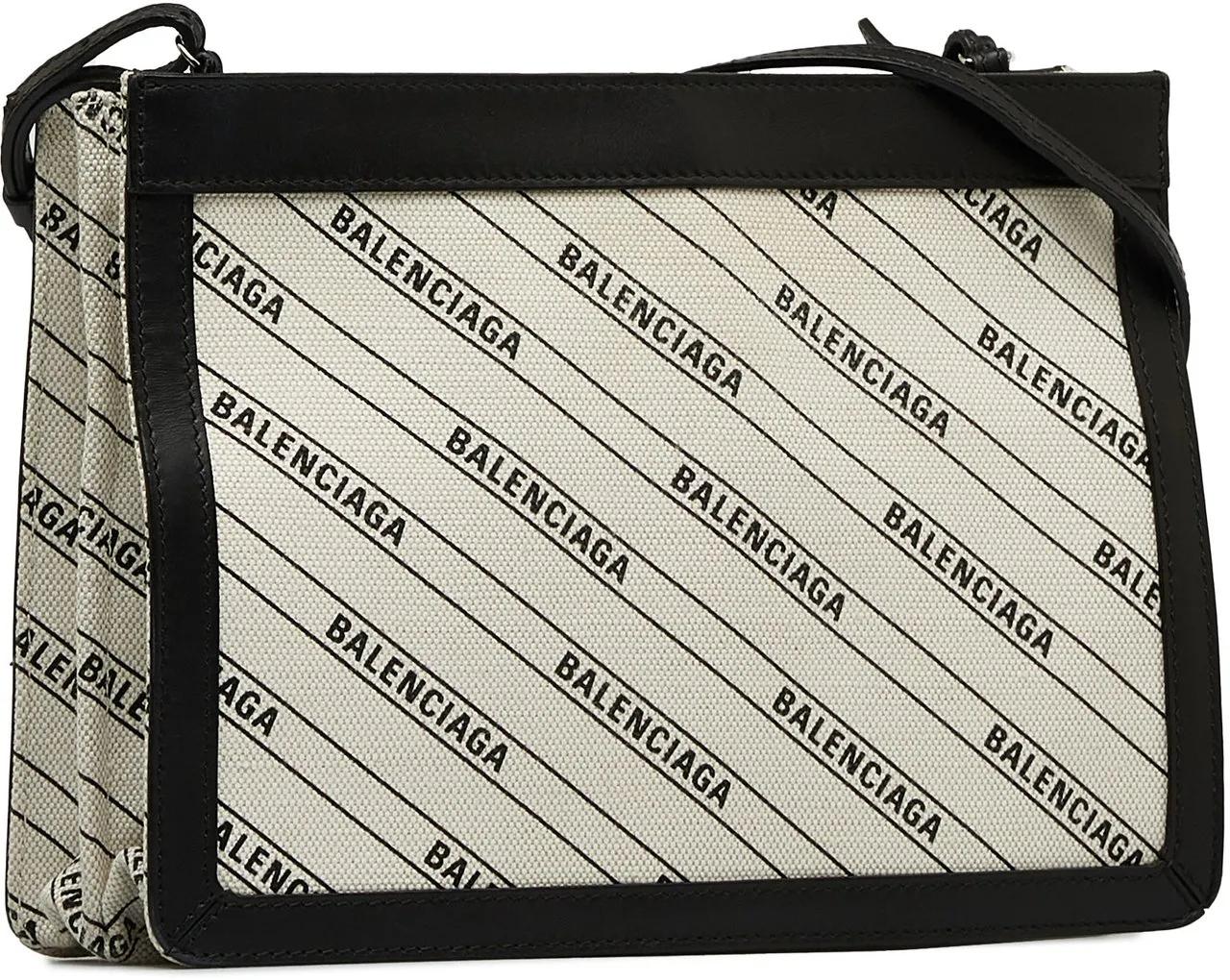 Thumbnail - Balenciaga Hobo Bags - 2019 All Over Logo Navy Pochette S - Gr. unisize - in Weiß - für Damen