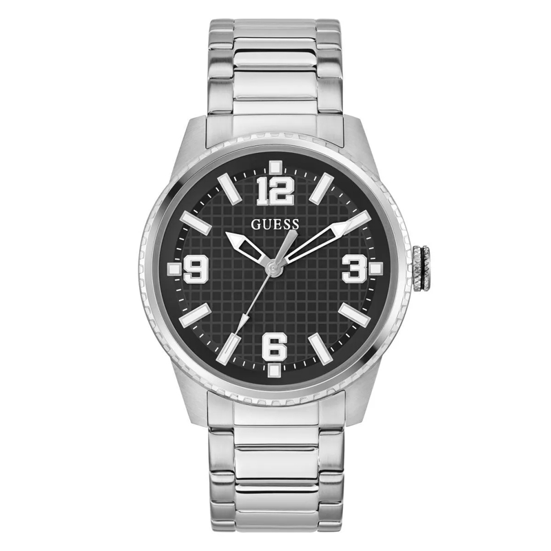 Guess Quarzuhr Quarz-Analoguhr Varsity G silber