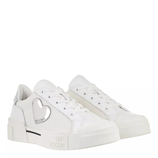 Love Moschino Sneakerd.Texture50  Bianco + Argento scarpa da ginnastica bassa