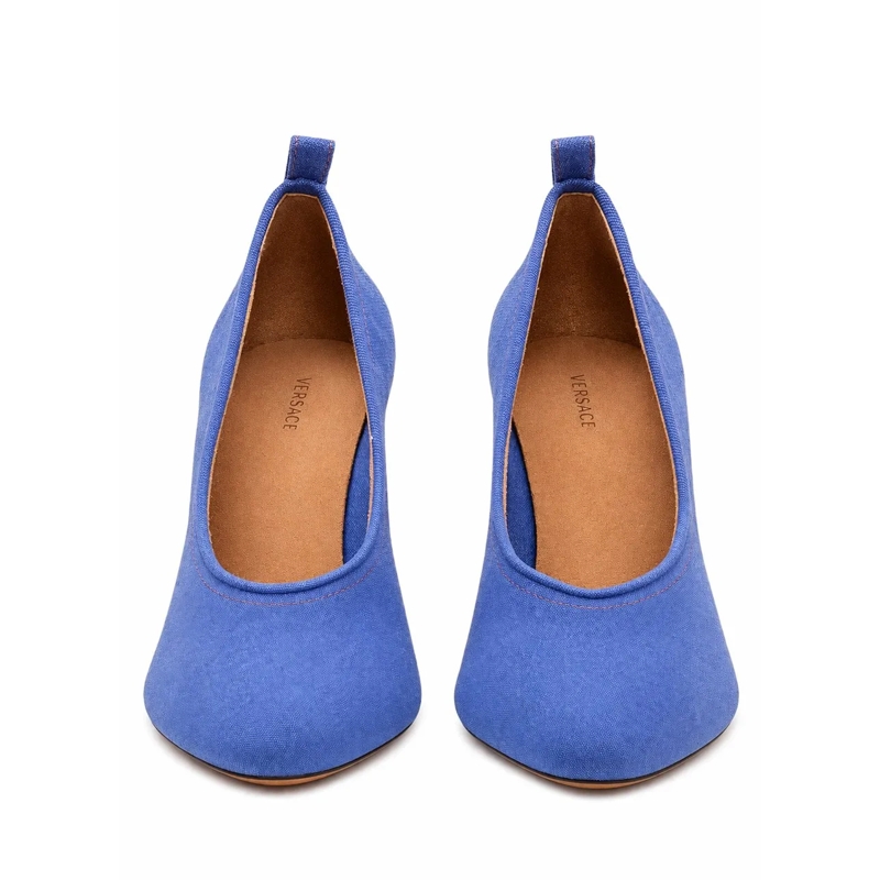 Versace Pumps Decollete con Punta Affusolata e Tacco Medio blau(Image 2)
