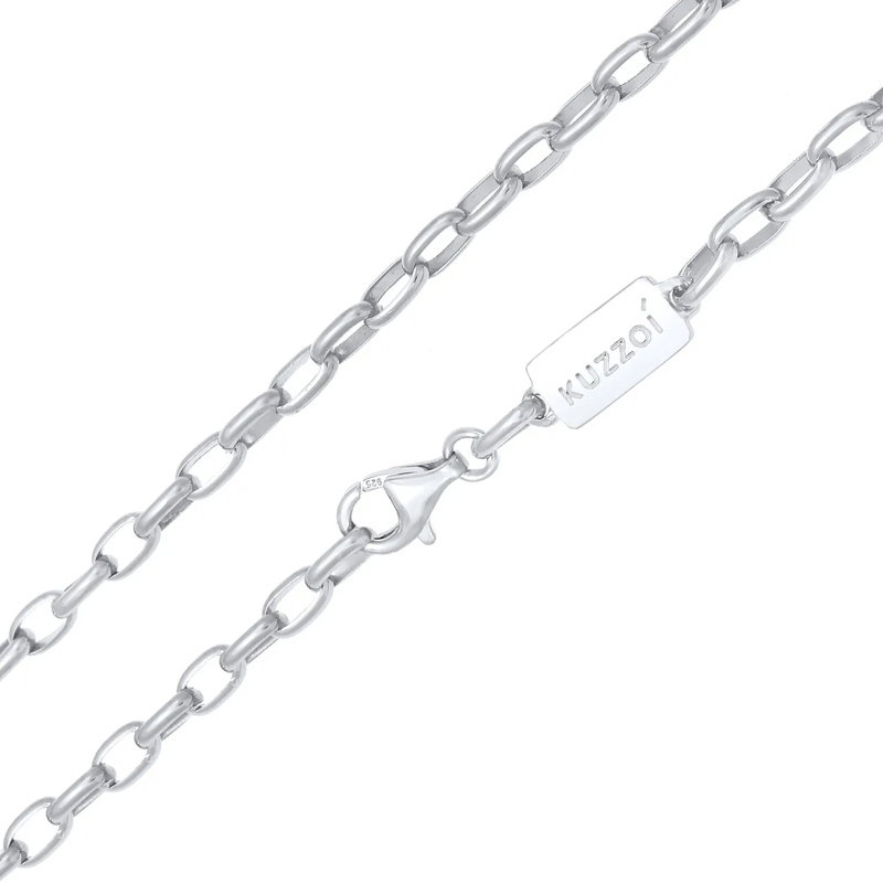 Kuzzoi Mittellange Halskette Halskette Herren Rundanker Oval Basic 925 Silber silber(Image 4)