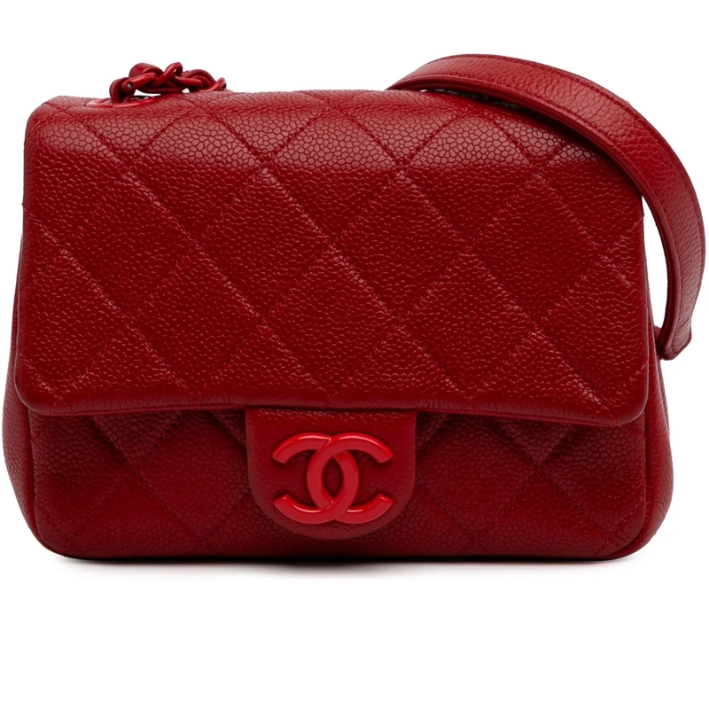 Chanel Sac à bandoulière Mini Square Caviar Incognito Flap rot