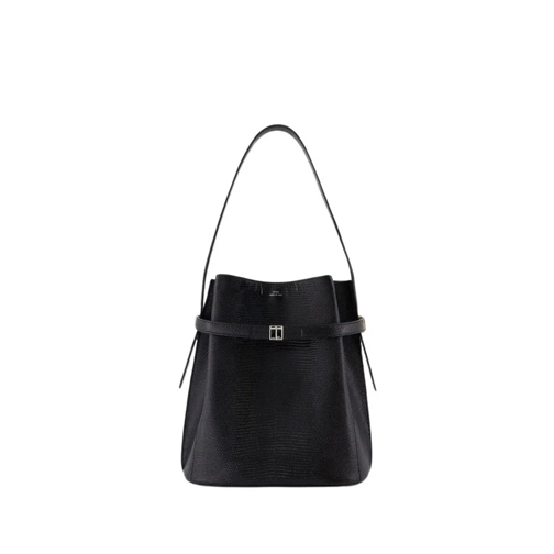 TOTEME Buideltas Belted Lizard Bucket Bag - Leather - Black Black