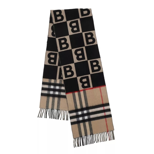 Burberry Check and B Motif Scarf Archive Beige Wollschal