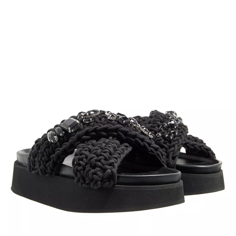 INUIKII Slides Woven Stones Platform Black