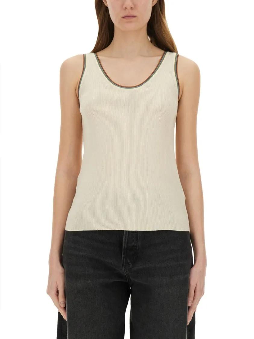 Thumbnail - Paul Smith - Ribbed Cotton Blend Tank Top - Größe M - schwarz