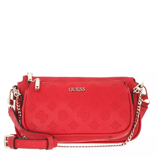 Guess Dayane Double Pouch Crossbody Bag Red Crossbody Bag