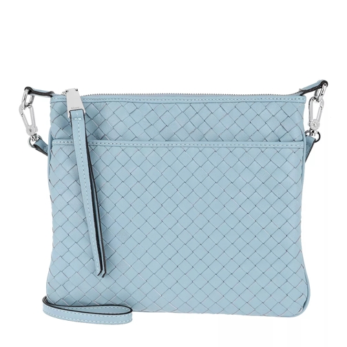 Abro Piuma Leather Zippered Crossbody Bag Light Blue Crossbody Bag