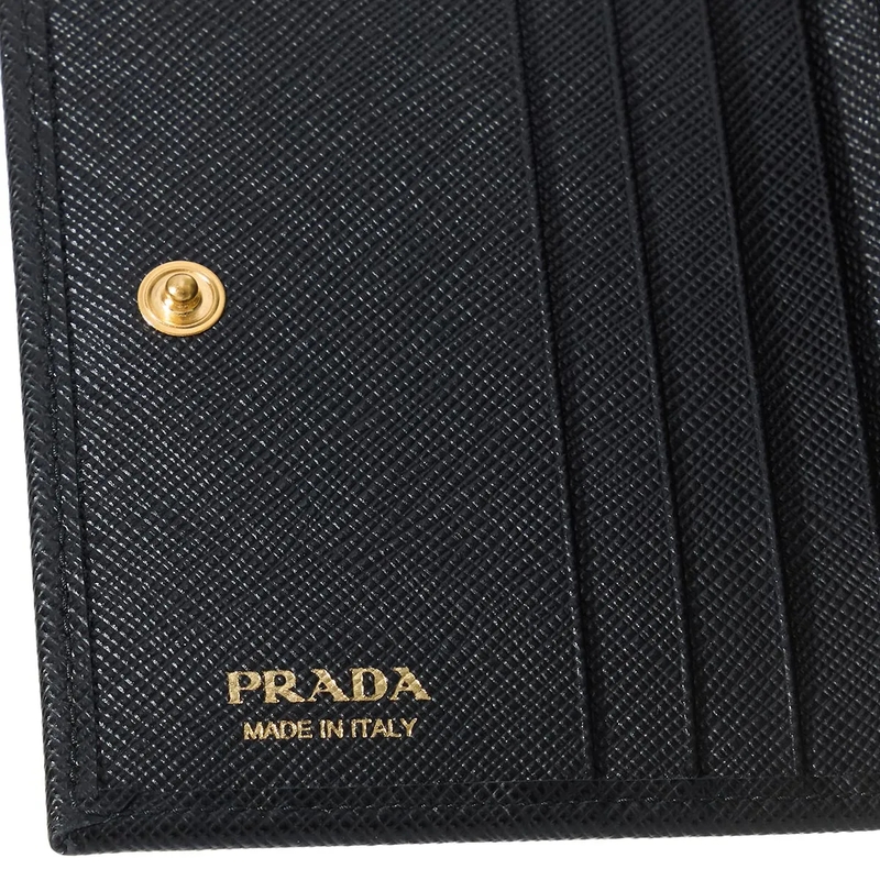 Prada Bi-Fold-Portemonnaie Kleines Portemonnaie Saffiano Leder schwarz(Image 4)