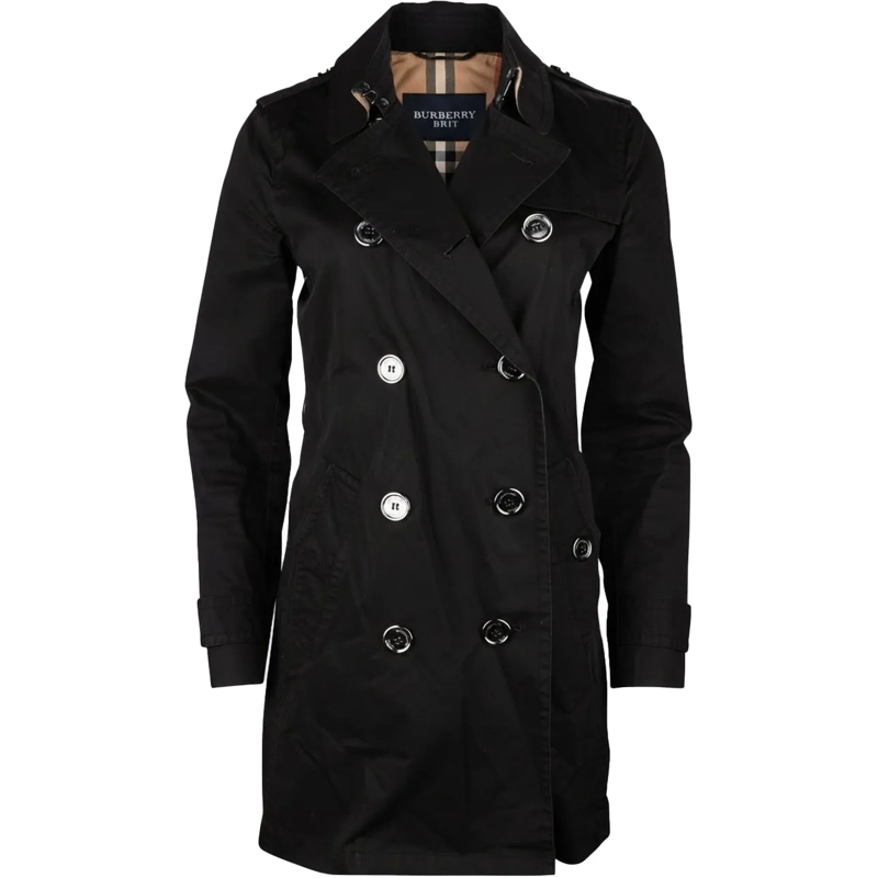 Burberry Trenchcoat Burberry Brit Black Cotton Trenchcoat (D36) schwarz