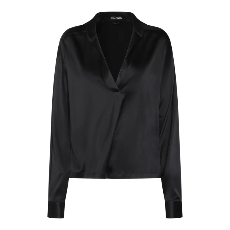 Tom Ford Blouse Satin-Finish Black Blouse Black