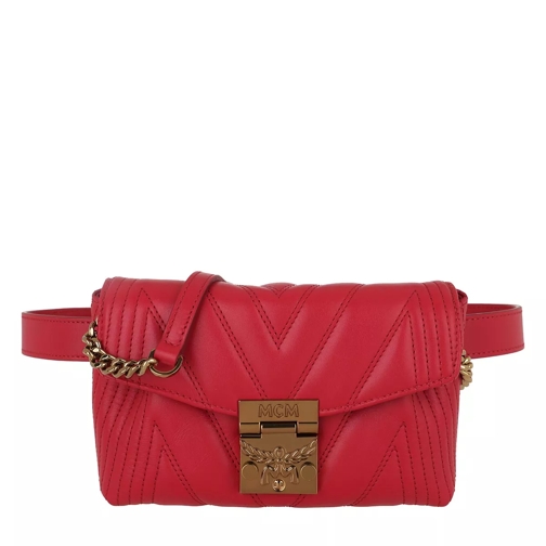 MCM Small Quilted Belt Bag Ruby Red Crossbody Bag