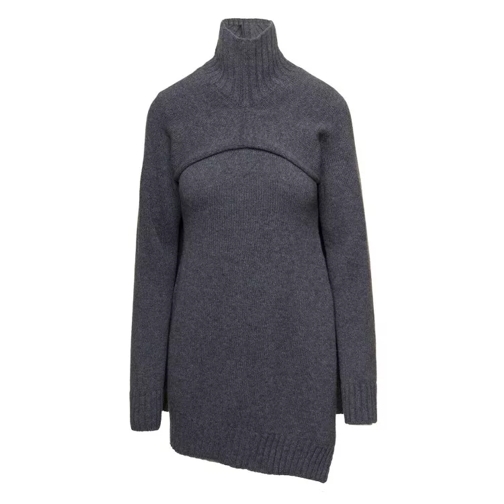 Jil Sander Grey Two-Piece Sweater With High-Neck In Wool Grey 