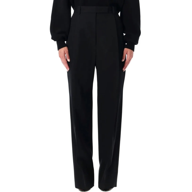 Tom Ford  Black Wool Tailored Wide-Leg Trousers With High Wa Black