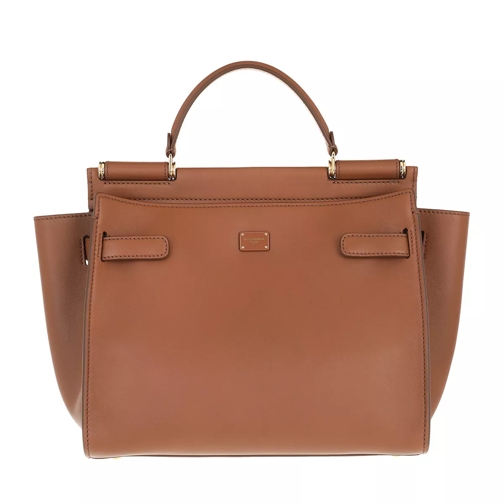 Dolce&Gabbana Sicily Medium Top Handle Bag Leather Brown Axelremsväska