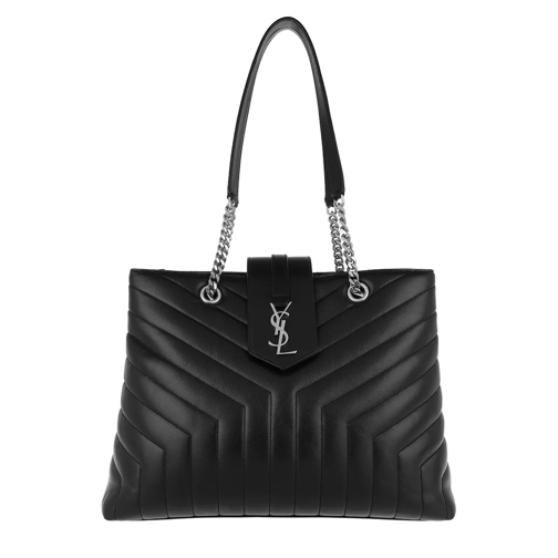 Saint Laurent LouLou Shopping Bag Large Y-Quilted Leather Black Rymlig shoppingväska