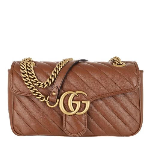 Gucci GG Marmont Small Crossbody Bag Matelassé Leather Brown Crossbodytas