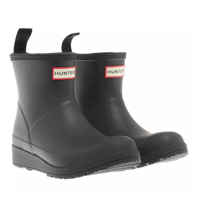 Hunter Bottines Womens Play Short Hunter Backstrap Print Boot Black/White