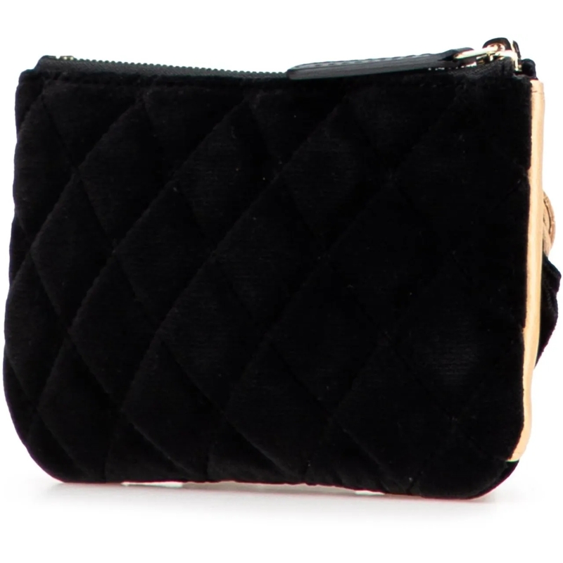 Chanel Necessaire CC Quilted Velvet Camellia Pouch schwarz