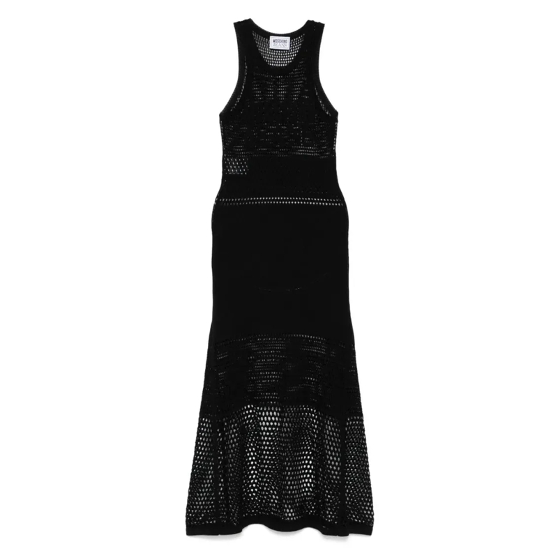 Moschino Midi-jurk Timeless Fitted Bodice Dress With Flared Skirt Black