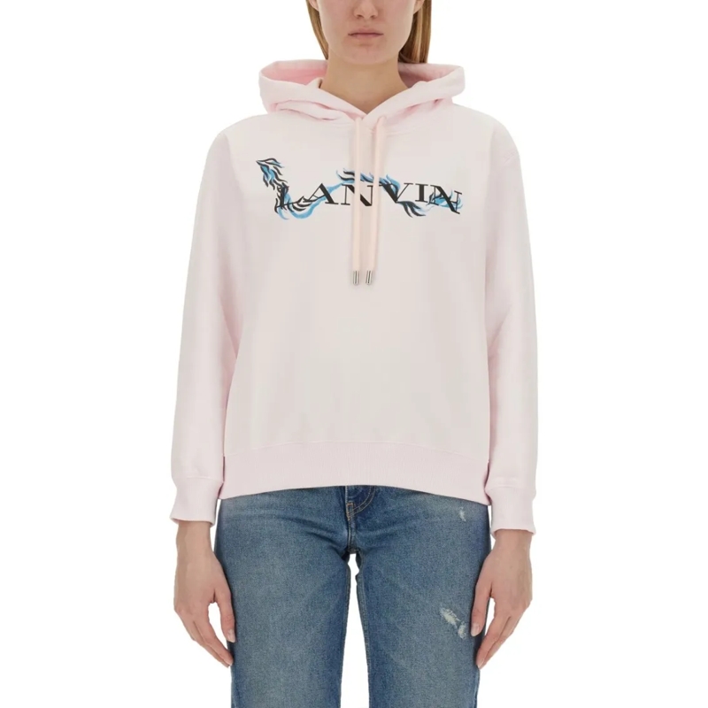 Lanvin  Relaxed Fit Cotton Sweatshirt With Front Print White