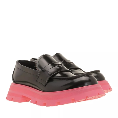 Alexander McQueen Loafers Leather Black Coral Silver Mocassino