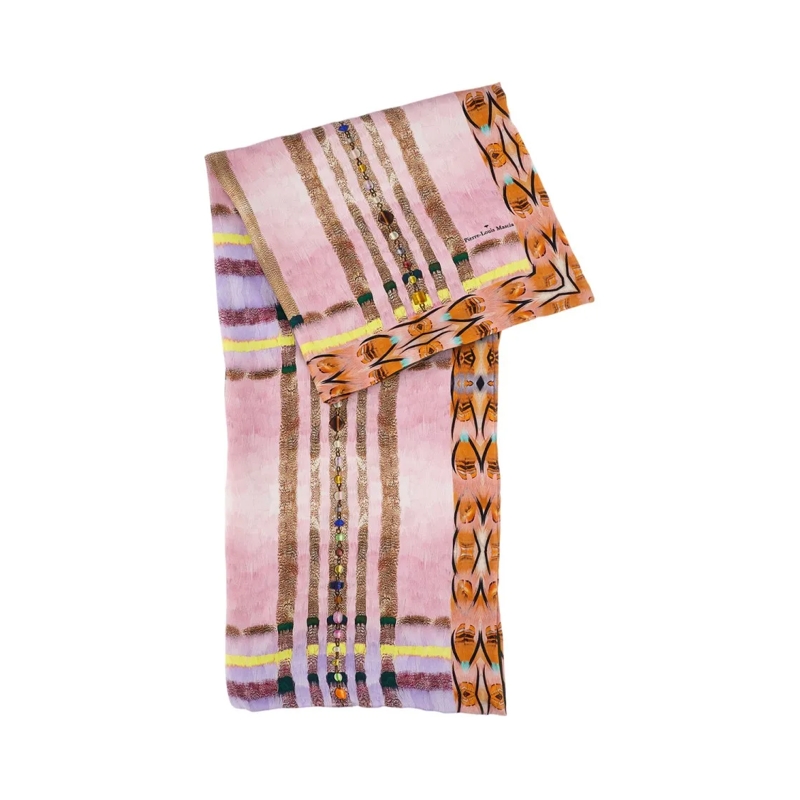 Pierre-Louis Mascia Écharpe légère Multicolor Silk Scarf With Abstract Motifs Multicolor