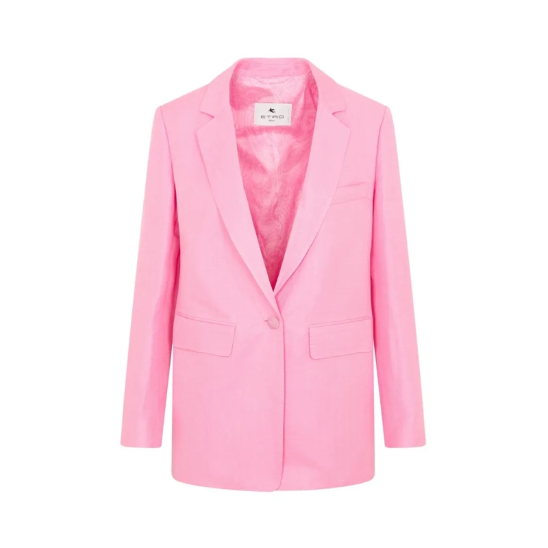 Etro Blazer Pink Linen And Silk Fuji Jacket Pink