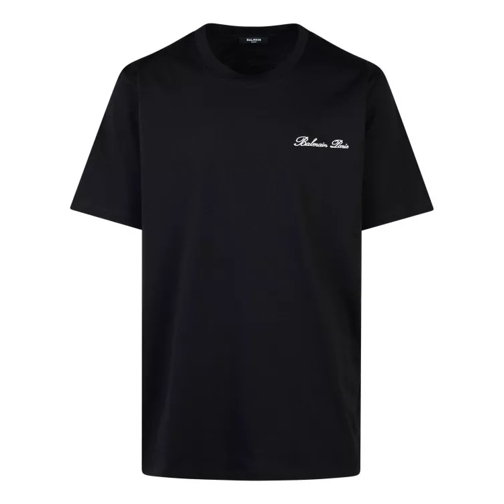 Balmain Signature Black Cotton T-Shirt Black 