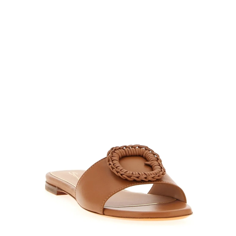 Santoni Sandalen Pantoletten aus Leder braun(Image 3)