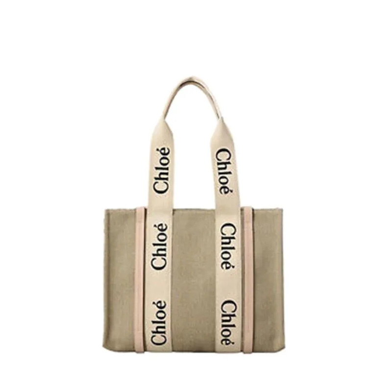 Chloé Fourre-tout Linen Medium Tote Bag With Contrasting Straps Neutrals