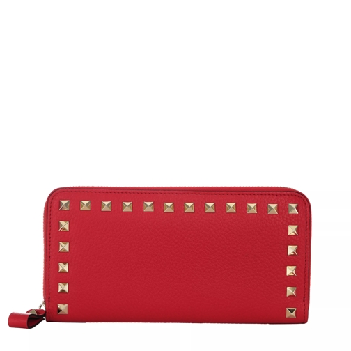 Valentino Garavani Rockstud Wallet Leather Rouge Pur Portemonnaie mit Zip-Around-Reißverschluss