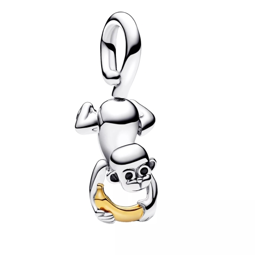 Pandora Movable monkey sterling silver and 14k gold-plated Black Pendant