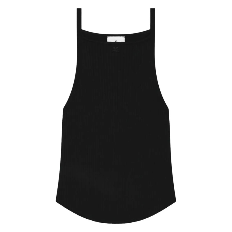 Courrèges Bluse Ribbed Black Sleeveless Top Black